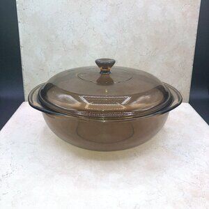 Vintage Pyrex Glass Fireside Amber 2 Quart Covered Casserole Dish 024 1970’s